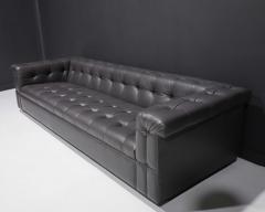 Edward Wormley Edward Wormley for Dunbar Party Sofa Model 5407 in Dark Gray Leather - 2307355