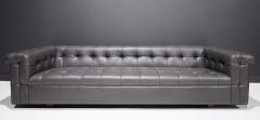 Edward Wormley Edward Wormley for Dunbar Party Sofa Model 5407 in Dark Gray Leather - 2307358