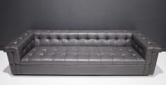 Edward Wormley Edward Wormley for Dunbar Party Sofa Model 5407 in Dark Gray Leather - 2307359