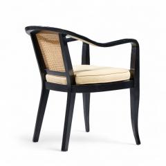 Edward Wormley Edward Wormley for Dunbar Style Mid Century Cane and Black Lacquer Lounge Chair - 4413871