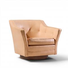 Edward Wormley Edward Wormley for Dunbar Style Mid Century Walnut Swivel Lounge Chairs Pair - 4636030