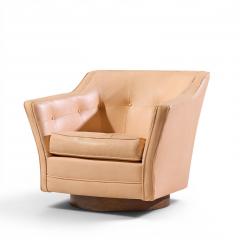 Edward Wormley Edward Wormley for Dunbar Style Mid Century Walnut Swivel Lounge Chairs Pair - 4636031