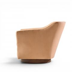 Edward Wormley Edward Wormley for Dunbar Style Mid Century Walnut Swivel Lounge Chairs Pair - 4636032