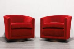 Edward Wormley Edward Wormley for Dunbar Swivel Chairs in Claret Mohair set of Four - 3117113