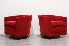 Edward Wormley Edward Wormley for Dunbar Swivel Chairs in Claret Mohair set of Four - 3117118