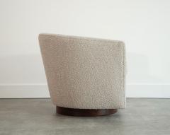 Edward Wormley Edward Wormley for Dunbar Swivel Chairs in Mahogany and Taupe Boucle C 1950s - 4599304