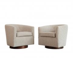Edward Wormley Edward Wormley for Dunbar Swivel Chairs in Mahogany and Taupe Boucle C 1950s - 4603506