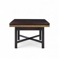 Edward Wormley Edward Wormley for Dunbar Walnut Stone and Brass Expanding Coffee Table - 4357281