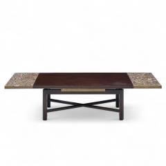Edward Wormley Edward Wormley for Dunbar Walnut Stone and Brass Expanding Coffee Table - 4357285