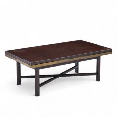 Edward Wormley Edward Wormley for Dunbar Walnut Stone and Brass Expanding Coffee Table - 4357286
