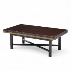 Edward Wormley Edward Wormley for Dunbar Walnut Stone and Brass Expanding Coffee Table - 4357287
