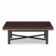 Edward Wormley Edward Wormley for Dunbar Walnut Stone and Brass Expanding Coffee Table - 4357289
