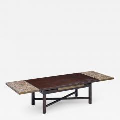 Edward Wormley Edward Wormley for Dunbar Walnut Stone and Brass Expanding Coffee Table - 4358449
