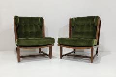 Edward Wormley Edward Wormley for Dunbar Wingback Model 6016 Chairs in Velvet - 3426727