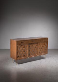 Edward Wormley Edward Wormley woven credenza with brass legs and details for Dunbar - 2826394