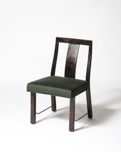 Edward Wormley Mahogany Linen and Brass Side Chair by Edward Wormley for Dunbar USA c 1950 - 4207242