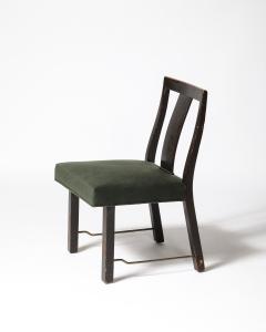 Edward Wormley Mahogany Linen and Brass Side Chair by Edward Wormley for Dunbar USA c 1950 - 4207243