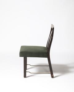 Edward Wormley Mahogany Linen and Brass Side Chair by Edward Wormley for Dunbar USA c 1950 - 4207247