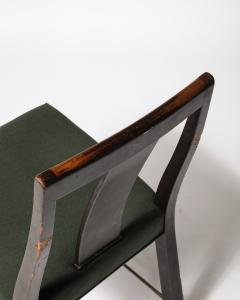 Edward Wormley Mahogany Linen and Brass Side Chair by Edward Wormley for Dunbar USA c 1950 - 4207249