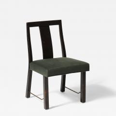 Edward Wormley Mahogany Linen and Brass Side Chair by Edward Wormley for Dunbar USA c 1950 - 4208201