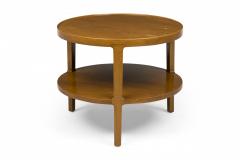 Edward Wormley Mid Century Circular Blond Maple Two Tier End Side Table - 2787840