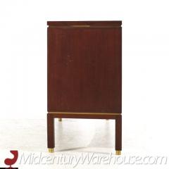 Edward Wormley Mid Century Curved Front Burlwood Mahogany and Brass Credenza Pair - 3504133