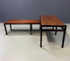 Edward Wormley Mid Century Dunbar Style Nesting Tables in Walnut and Ebonized Frames - 4317379
