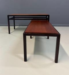 Edward Wormley Mid Century Dunbar Style Nesting Tables in Walnut and Ebonized Frames - 4317381