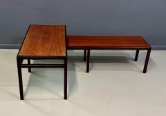 Edward Wormley Mid Century Dunbar Style Nesting Tables in Walnut and Ebonized Frames - 4317391