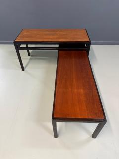 Edward Wormley Mid Century Dunbar Style Nesting Tables in Walnut and Ebonized Frames - 4317393