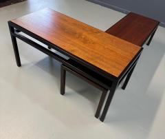 Edward Wormley Mid Century Dunbar Style Nesting Tables in Walnut and Ebonized Frames - 4317417