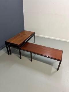 Edward Wormley Mid Century Dunbar Style Nesting Tables in Walnut and Ebonized Frames - 4317434