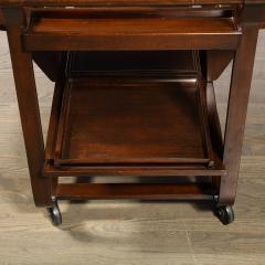 Edward Wormley Mid Century Hand Rubbed Walnut Drop Leaf Bar Cart by Edward Wormley for Dunbar - 3276057