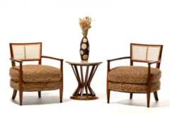 Edward Wormley Mid Century Modern Edward Wormley Style Cane Back Lounge Chairs in Curly Camel - 3928409