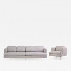 Edward Wormley Newly Upholstered Sofa 4906 with Lounge Chair by Edward Wormley for Dunbar - 1412394