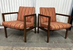 Edward Wormley Pair Edward Wormley for Dunbar Lounge Chairs Model 406 with Cube Ottoman - 4023742