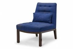 Edward Wormley Pair of American Dark Blue Upholstered Slipper Side Chairs - 2789714