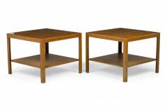 Edward Wormley Pair of American Square Wooden Two Tier End Side Tables - 2790080