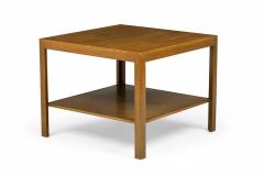 Edward Wormley Pair of American Square Wooden Two Tier End Side Tables - 2790081