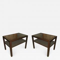 Edward Wormley Pair of Dunbar Mahogany and Brass Two Tier End Tables - 657678