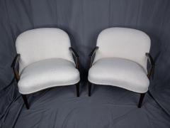 Edward Wormley Pair of Edward Wormley Rosewood Janus Lounge Chairs in Boucl Fabric for Dunbar - 4347902