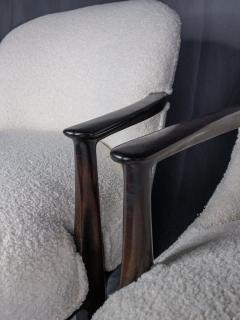 Edward Wormley Pair of Edward Wormley Rosewood Janus Lounge Chairs in Boucl Fabric for Dunbar - 4347905