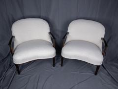 Edward Wormley Pair of Edward Wormley Rosewood Janus Lounge Chairs in Boucl Fabric for Dunbar - 4347915