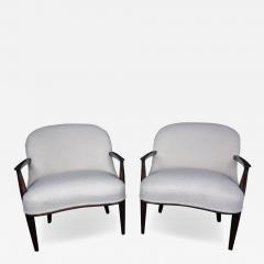 Edward Wormley Pair of Edward Wormley Rosewood Janus Lounge Chairs in Boucl Fabric for Dunbar - 4351674