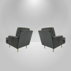 Edward Wormley Pair of Edward Wormley for Dunbar Lounge Chairs Model 4872 on Brass Legs - 101855