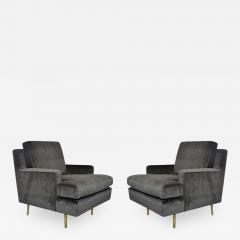 Edward Wormley Pair of Edward Wormley for Dunbar Lounge Chairs Model 4872 on Brass Legs - 107297