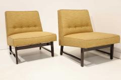 Edward Wormley Pair of Edward Wormley for Dunbar Slipper Chairs in Gold Color Upholstery - 1900348