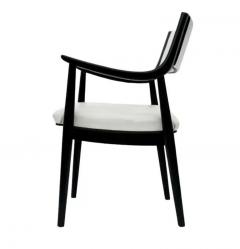 Edward Wormley Pair of Mid Century Modern Black Lacquer Danish Modern Style Armchairs in White - 3562209