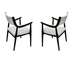 Edward Wormley Pair of Mid Century Modern Black Lacquer Danish Modern Style Armchairs in White - 3562211