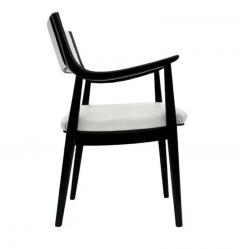 Edward Wormley Pair of Mid Century Modern Black Lacquer Danish Modern Style Armchairs in White - 3562214